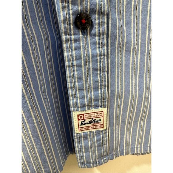Levis Strauss Vintage men’s blue white striped dress shirt Medium 38/40 #27-0693 - Picture 5 of 5